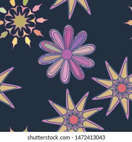 Pattern with fantastic flowers.  Seamless texture for Wallpaper, canvas, fabric.