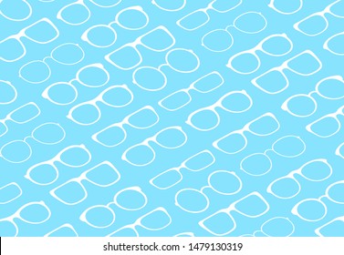 pattern fashion glasses illustration flat on blue pastel colors, graphic glasses for background patterns design, fashionable eyeglasses flat style wallpaper, striped sunglasses or eyewear banner ad