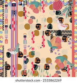 Pattern Fashionable and trendy rustic geo artistic boho stripe seamless. bold bright summer Colorful stripe. Fashion print design. stripes pattern vector for wallpaper, fabric, background, floral.
