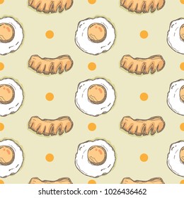 pattern fast food Fried egg Sausage drawing graphic background objects 