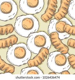 pattern fast food Fried egg Sausage drawing graphic background objects 