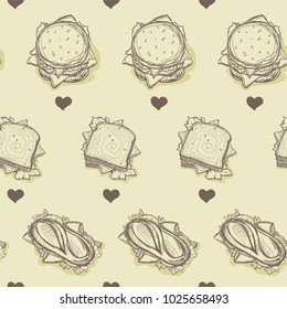 pattern fast food hamburger hot dog sandwich drawing graphic background objects 