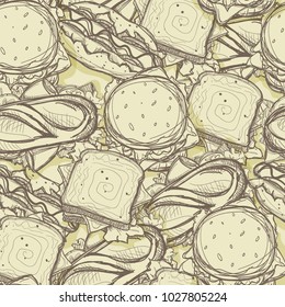 pattern fast food hamburger hot dog sandwich drawing graphic background objects 