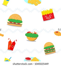 pattern of fast food, seamless food background