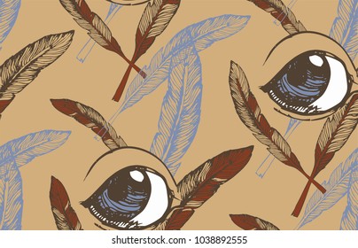 Pattern of feather and mystical eye