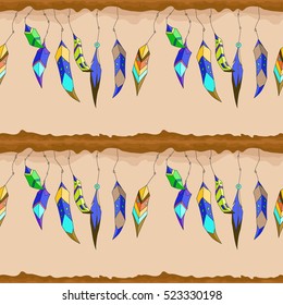 Pattern with  feathers for boho style