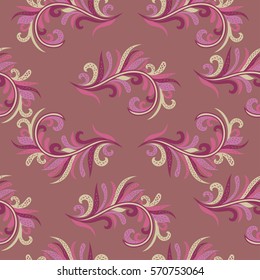 the pattern of the feathers of curls on seamless background