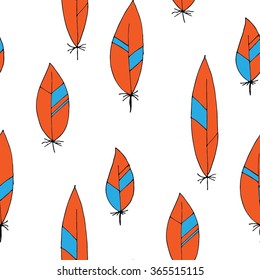 Pattern feathers. Vector decorative elements hippie. Hand draw.