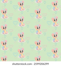 The pattern features a repeating design of cartoon-style koala figures on a light green background.