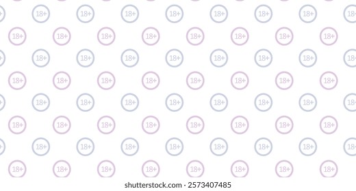 Pattern featuring 18 plus symbols on a light background for adult content notification