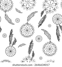 A pattern featuring feathers in black and white, ideal for artistic or decorative purposes.