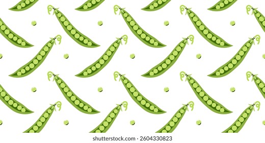 Pattern featuring green peas on a white background for decorative purposes