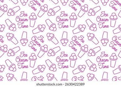 Pattern featuring ice cream cones and playful text celebrating dessert enjoyment