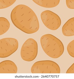 A pattern featuring whole potatoes with clear shapes and warm colors, ideal for packaging food products and agriculture-related content