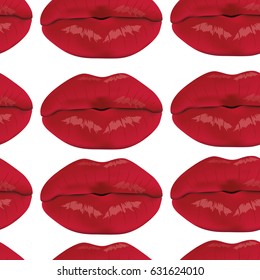 The pattern of female lips. A set of lips, with the mouth closed. A pattern of lips on a light background.