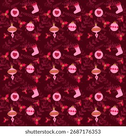 Patrón de Navidades festivas ornamento e ilustración de calcetín