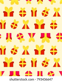 A pattern for festive paper from red gifts