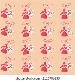 Pattern in the festivity of baba marta, pattern of red and white dolls