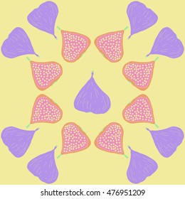 Pattern with  figs. Hand drawn.