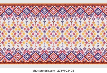 Pattern figure tribal geometric ethnic oriental pattern traditional on background.Aztec style,embroidery,abstract,vector illustration.design for texture,fabric,clothing,wrapping,carpet