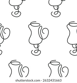 pattern with a figured glass for various coffees drawn with several lines in line art style