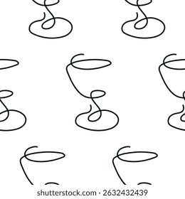 pattern with a figured martini glass drawn with several lines in line art style