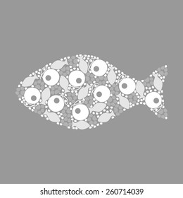 pattern fish for cats, monochrome, vector format