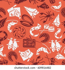 Pattern with fish dishes