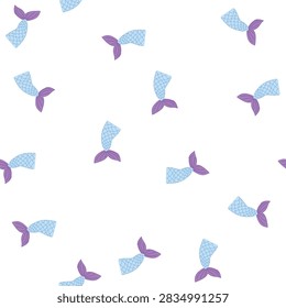 pattern fish mermaid tail cartoon. sea silhouette, cute fin, water scale fish mermaid tail sign. seamless symbol vector illustration