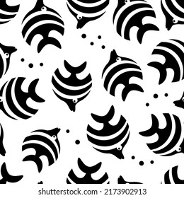 Pattern with fish on withe background. vector illustration.