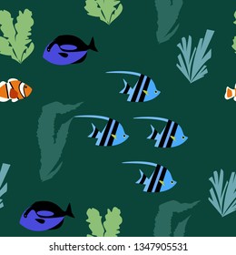 Pattern with fish and plants