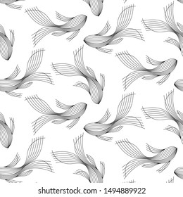  Pattern of fish in the style of linear like in ocean. Saving water and world environmental protection concept. World water day.