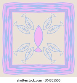 Pattern with fishes, frame.