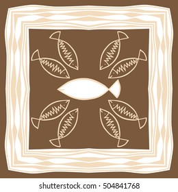 Pattern with fishes, frame.