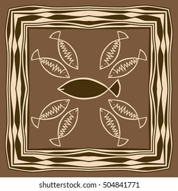 Pattern with fishes, frame.