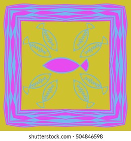 Pattern with fishes, frame.