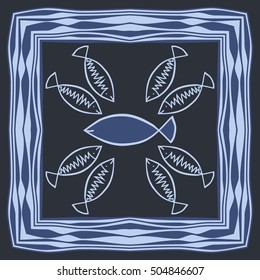 Pattern with fishes, frame.