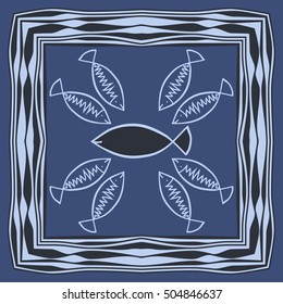 Pattern with fishes, frame.