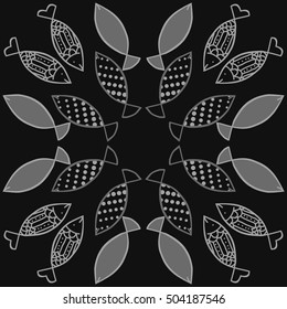 Pattern with fishes motif. Halftone.