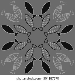 Pattern with fishes motif. Halftone.