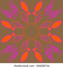 Pattern with fishes motif. Halftone.