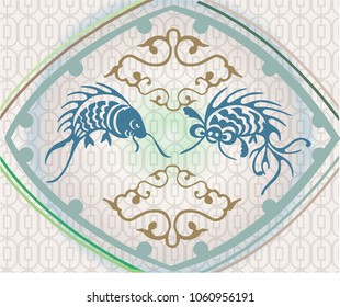 Pattern with fishes, vector Illustration