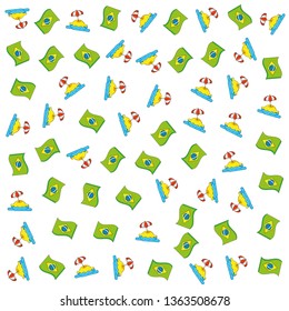 pattern flag of brazil with parasol and beach