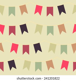 Pattern of the flag garland in vintage colors