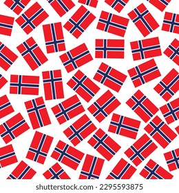 Patrón con bandera de Noruega. Ilustración colorida con banderas para el diseño textil. Ilustración con fondo blanco. Vector