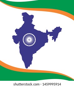 pattern of flag patriotic indian in shape map with ashoka chakra