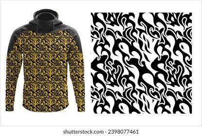 Muster Flammen Nahtlose Muster der Sporttextur in Schwarz und Farbe. Abstraktes, kompliziertes geometrisches Design. Grunge strukturierte abstrakte Kunst, Vektorgrafik. Einfache Vektorgrafik