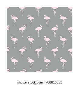 Pattern flamingo  pink on a gray background