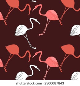 Flamingos-Muster in handgezeichnet