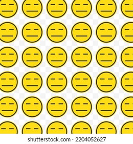 Pattern of flat expression emoticons in transparent background with mini doodle (icons). Vector Illustration
